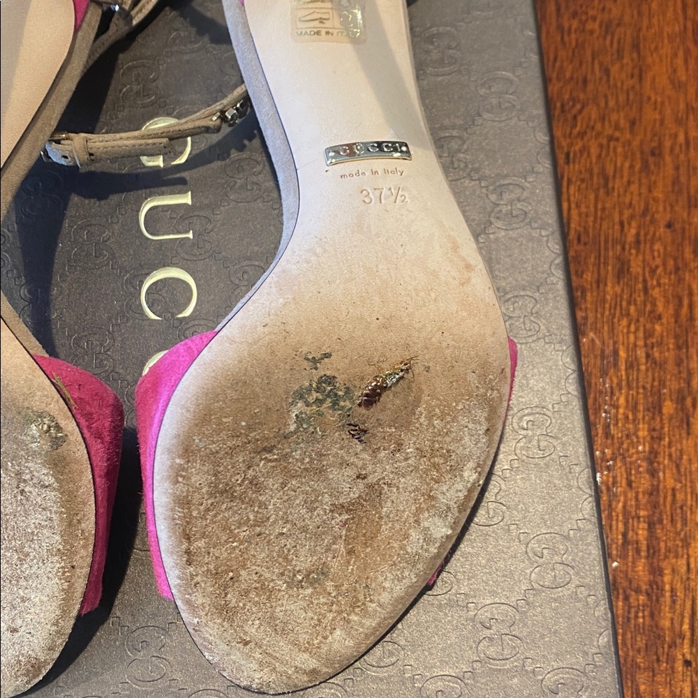 GUCCI Pink and Nude Embellished crystal back extending above Heels SIZE 37.5 - Picture 8 of 11